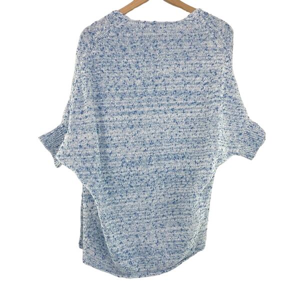 Anthropologie Moth Blue Cotton Linen Blend Marled Open Knit Cocoon Cardigan XS - Picture 4 of 7